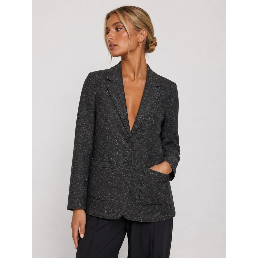 ATM Anthony Thomas Melillo Speckled Silk Blend Blazer Charcoal Gray P XS